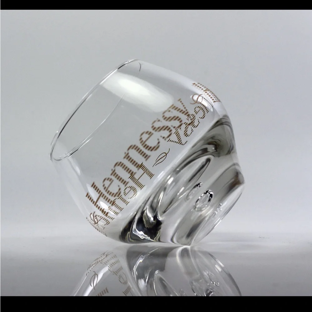 Hennessy Cognac Snifter Glass Bubble Weighted Gold Lettering